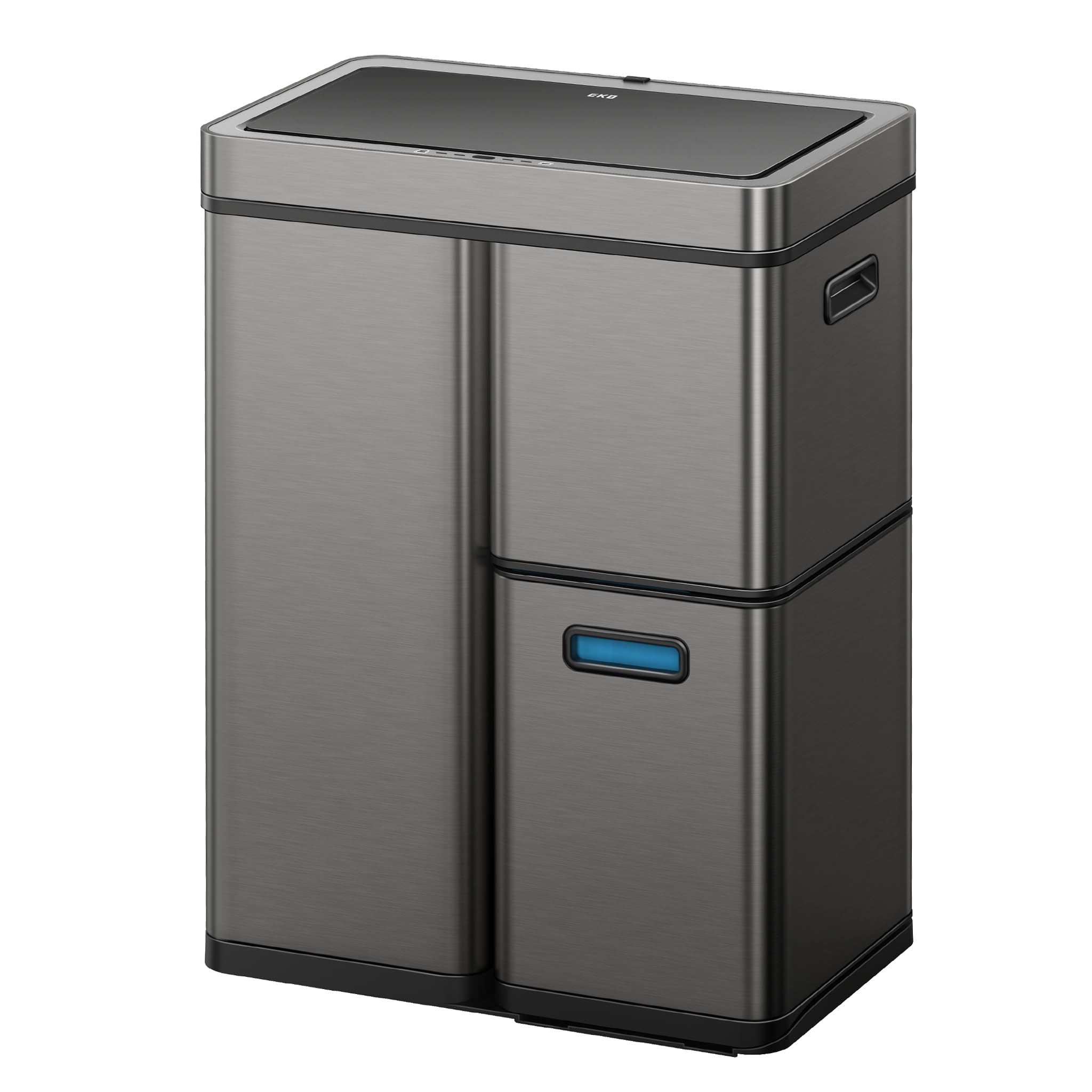 EKO Mirage Plus system segregacji śmieci z 3 przegródkami, 2 x 15 l i 30 l, kosz na śmieci z recyklingu, z czujnikiem, 3 pojemniki wewnętrzne z tworzywa sztucznego, automatyczny kosz na śmieci z