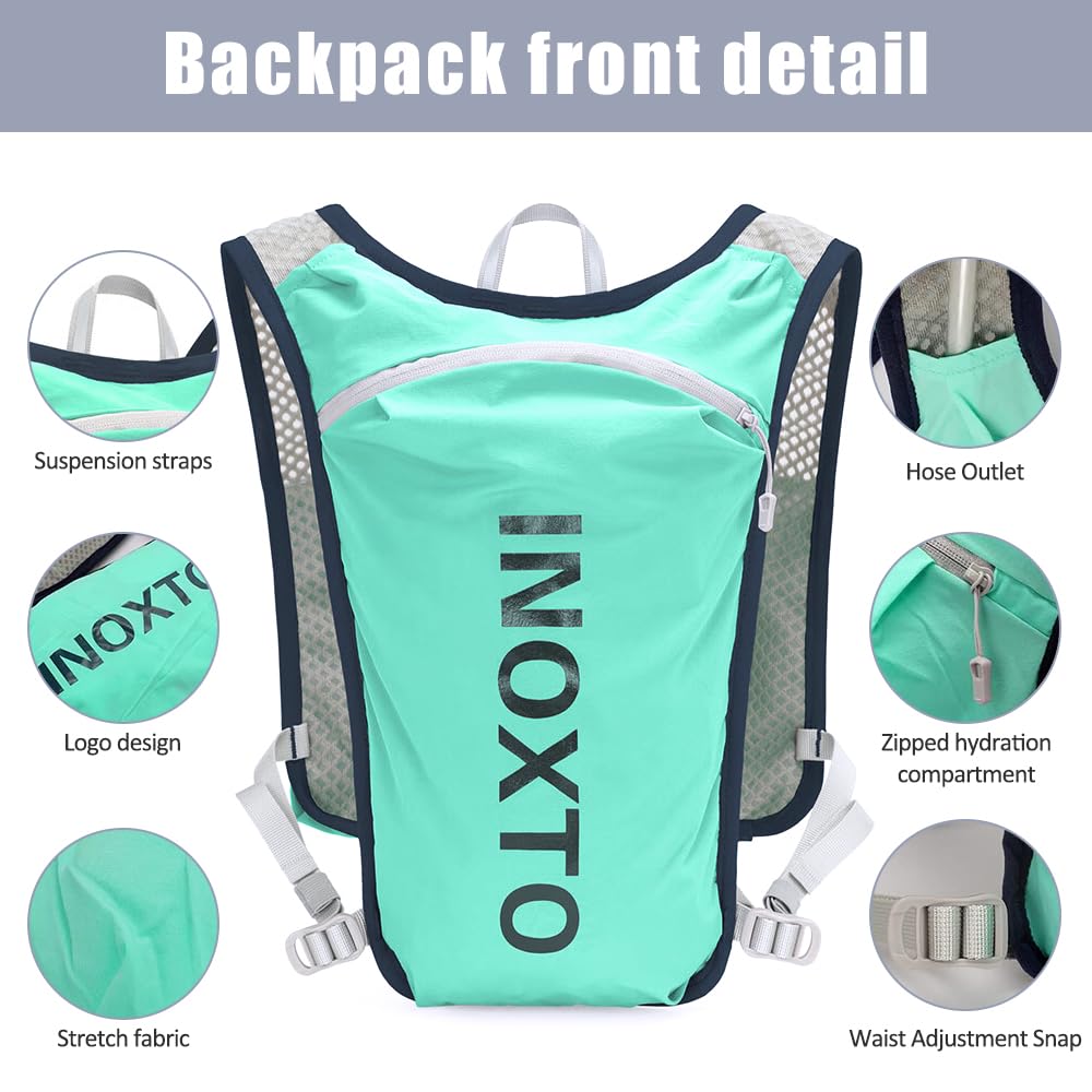 Mochila de chaleco de hidratación para correr, mochila ligera de 5 litros, correas ajustables en el pecho, chaleco de hidratación para correr, con bolsa de vejiga de agua o termo suave