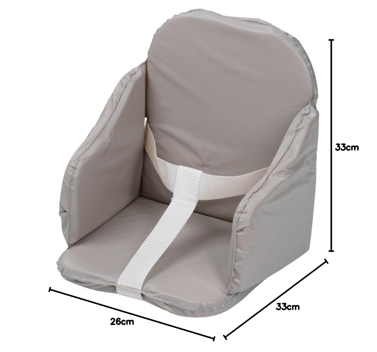 TINÉO - Cuscino per seggiolone - PVC - Cinghie di sicurezza - Facile da lavare - Made in France - 27 x 26 x 33 cm (Grigio)