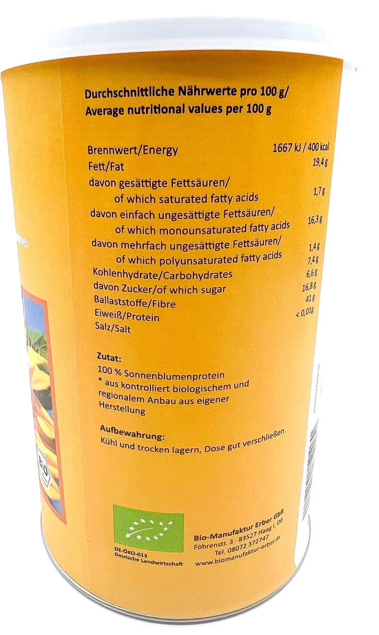 Poudre de protéines de tournesol bio - 500 g - 100 % pure protéine de tournesol d'Allemagne/Haute-Bavière - Sans additifs - Source de protéines végétaliennes