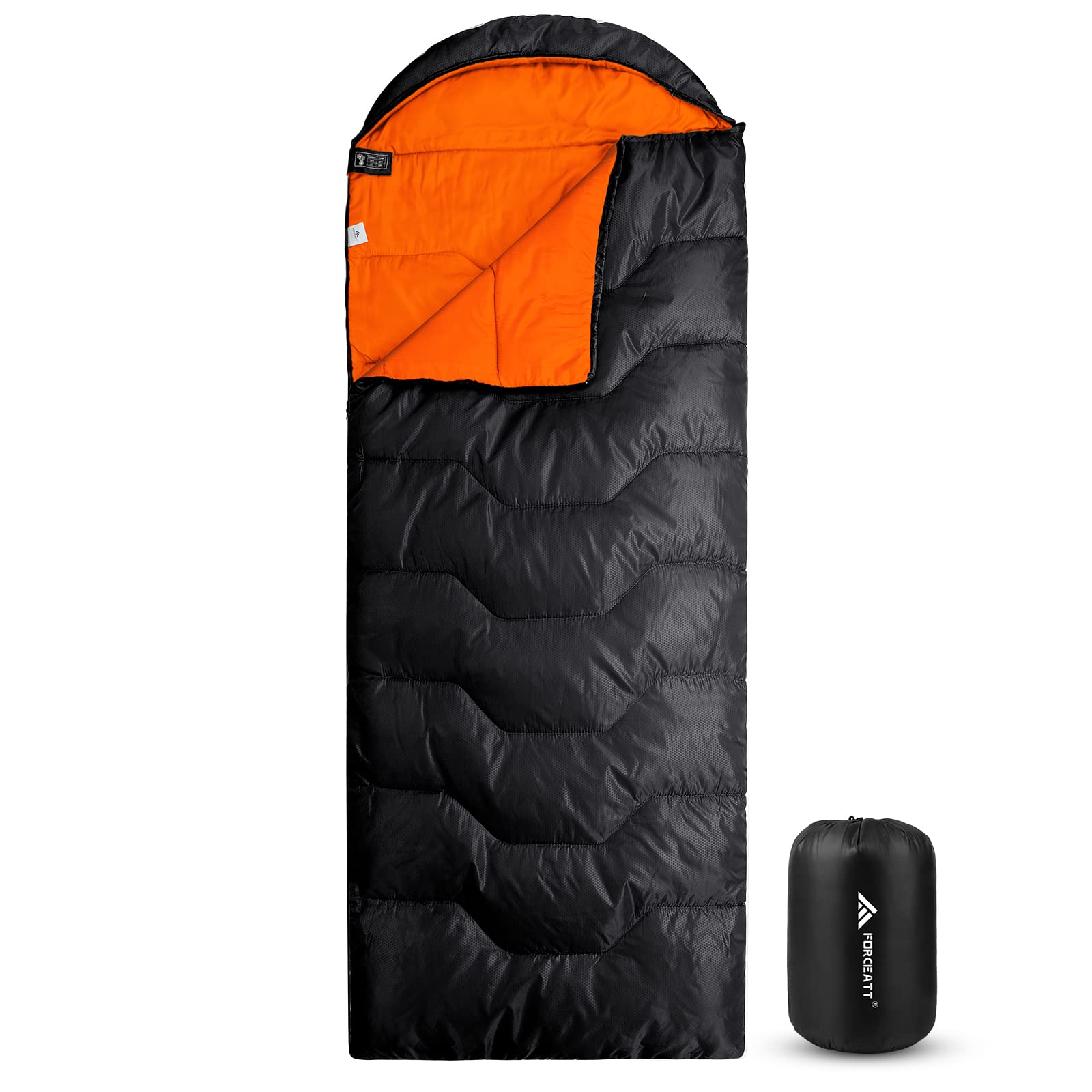 Forceatt Saco de Dormir-5°C/10°C Rectangular para Acampar, para 3-4 Estaciones, con Bolsa de compresión y Capucha para Viajes, Camping, Senderismo -5°C-15°C