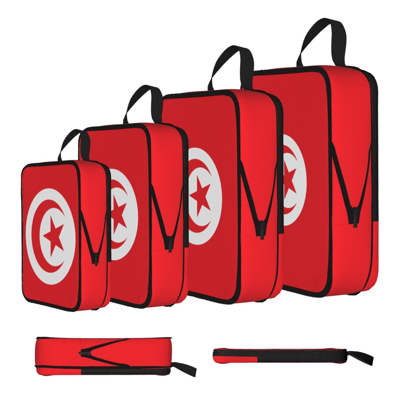 Sxzvvbn Black Tunisian Flag Compression Packing Cubes 4 Piece Set