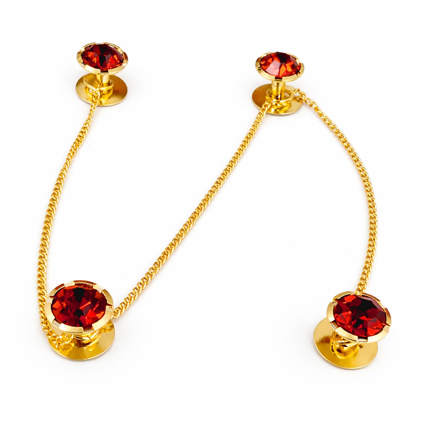 Original Round Gold Plated Kurta Buttons Studs Cufflinks With Chain for Men & Women