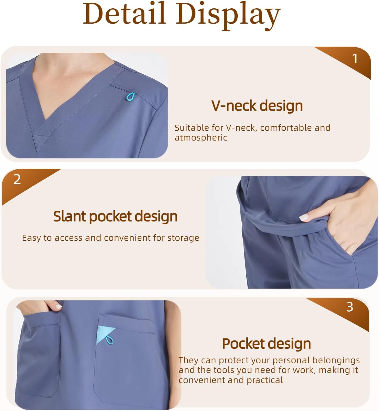 DEEYOTA Medical Scrubs for Men,Scrubs for Men Set,Man Scrub—Classic V-Neck Top & Jogger Pants(Blue Grey)(M)