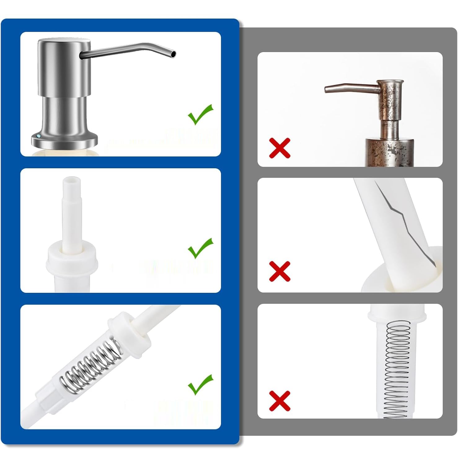 dispensador jabon Cocina bajo encimera.Dispensador de jabón de Cocina de Acero Inoxidable, dispensador de jabón de Fregadero. Dosificador de jabón Empotrado con Tuerca.Plata