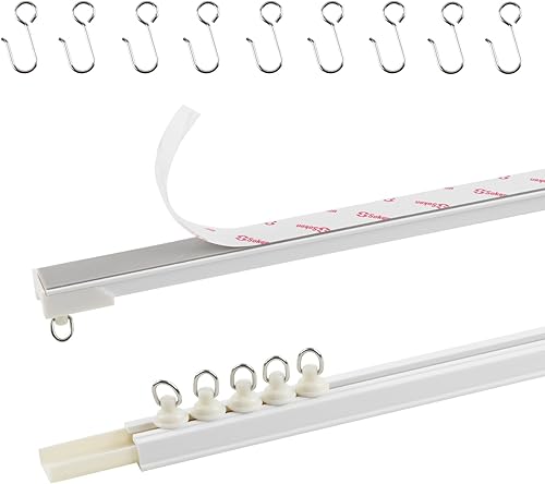 TYRON - Cortina adhesiva para montaje en techo o pared (32 pulgadas 2.7 pies), divisor de habitación para riel de techo, barra de cortina