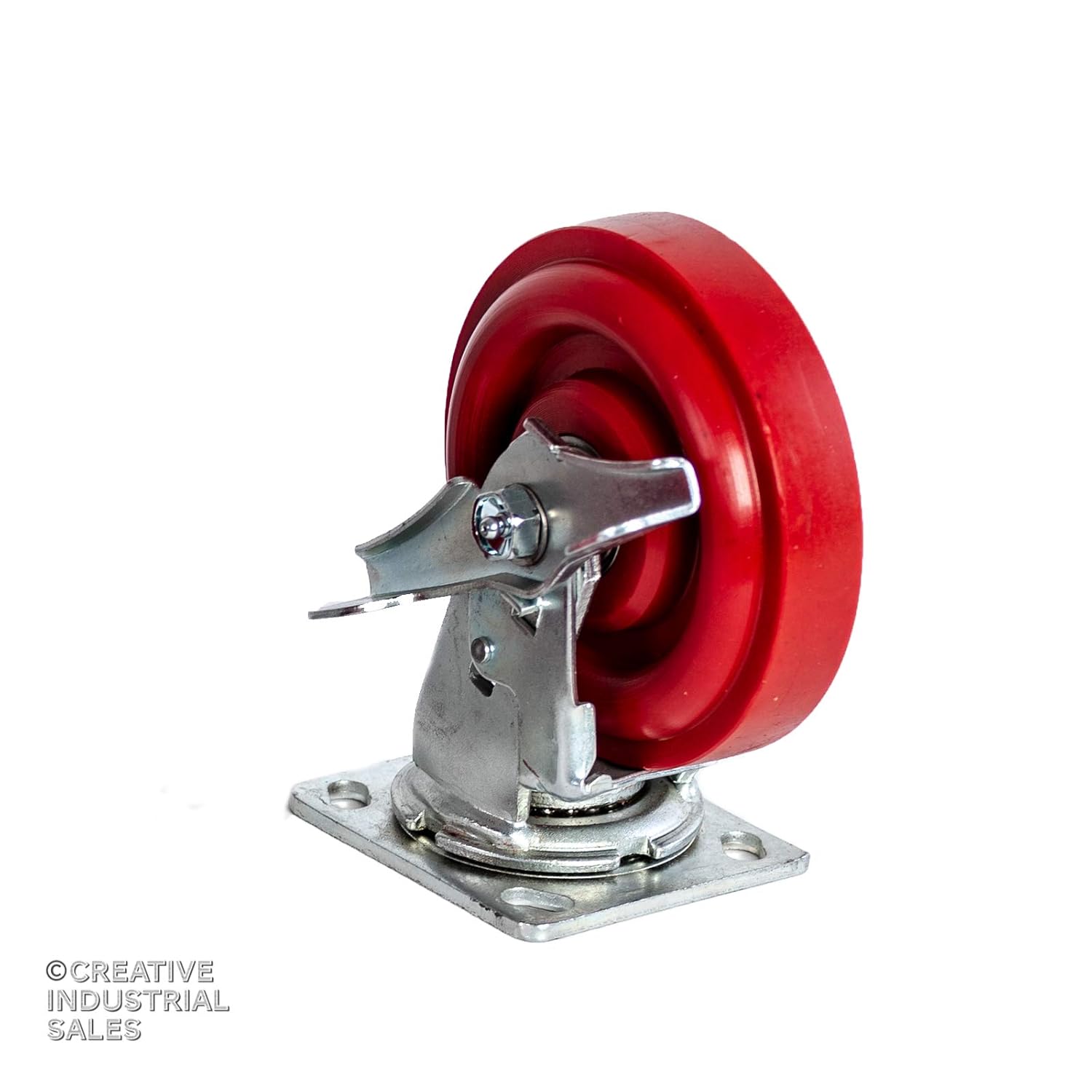 6" x 2" Swivel Caster Polymer Wheel with Brake Precision Bearing (2) and Rigid (2), Supports 1,400 lbs Each
