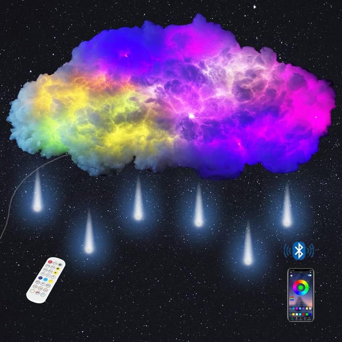Nuage de tonnerre lumineux LED pour un arrière-plan de diffusion en direct captivant