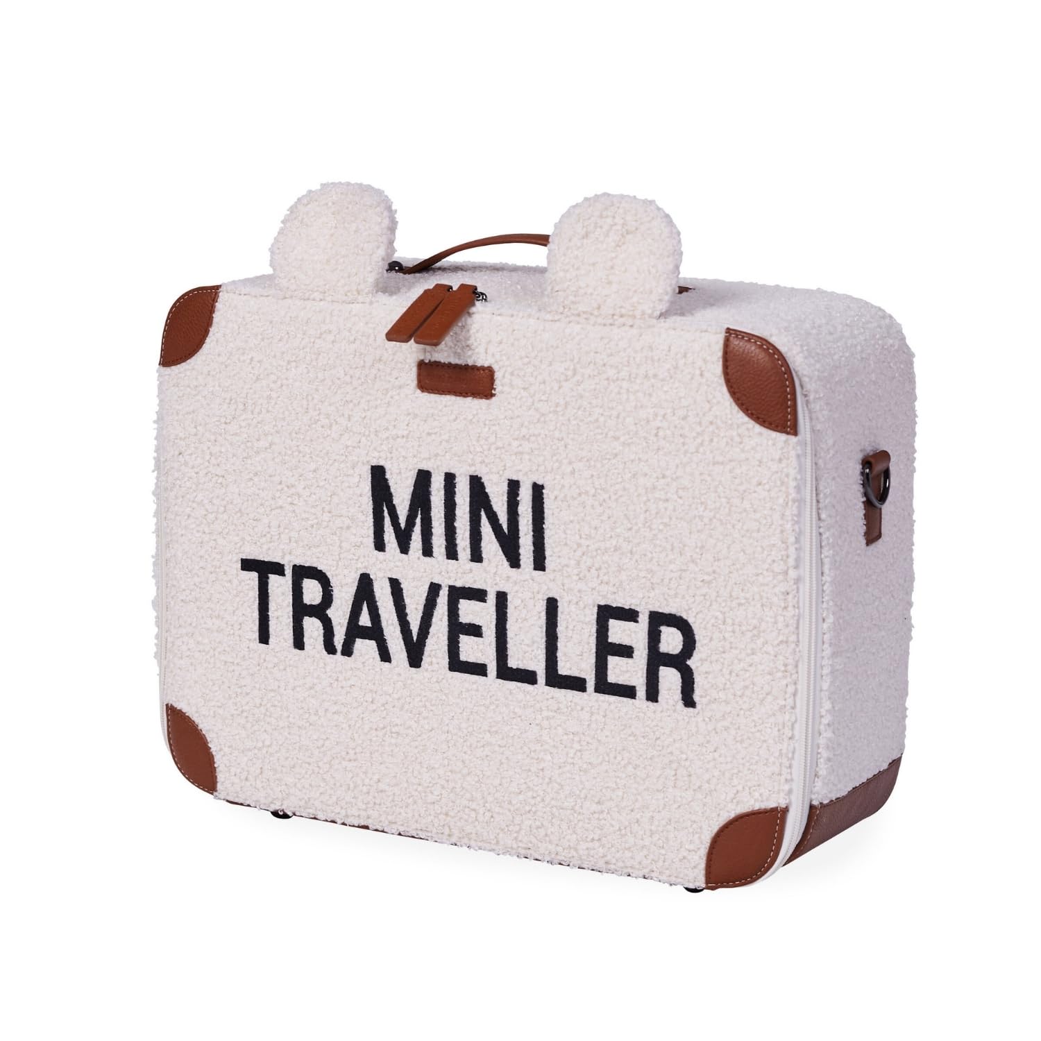 CHILDHOME, Valigia per bambini, Week-end, Dimensione cabina, Compatta, Solida, Maniglia per il trasporto, Etichetta con nome, Design, Materiale morbido, Mini Traveller, Teddy Ecru
