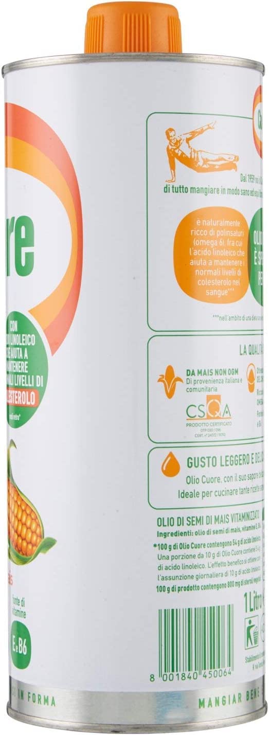 Olio cuore olio mais de Italia Aceite de semilla de maíz Aceite de maíz Aceite de maíz Aceite de maíz 1Lt