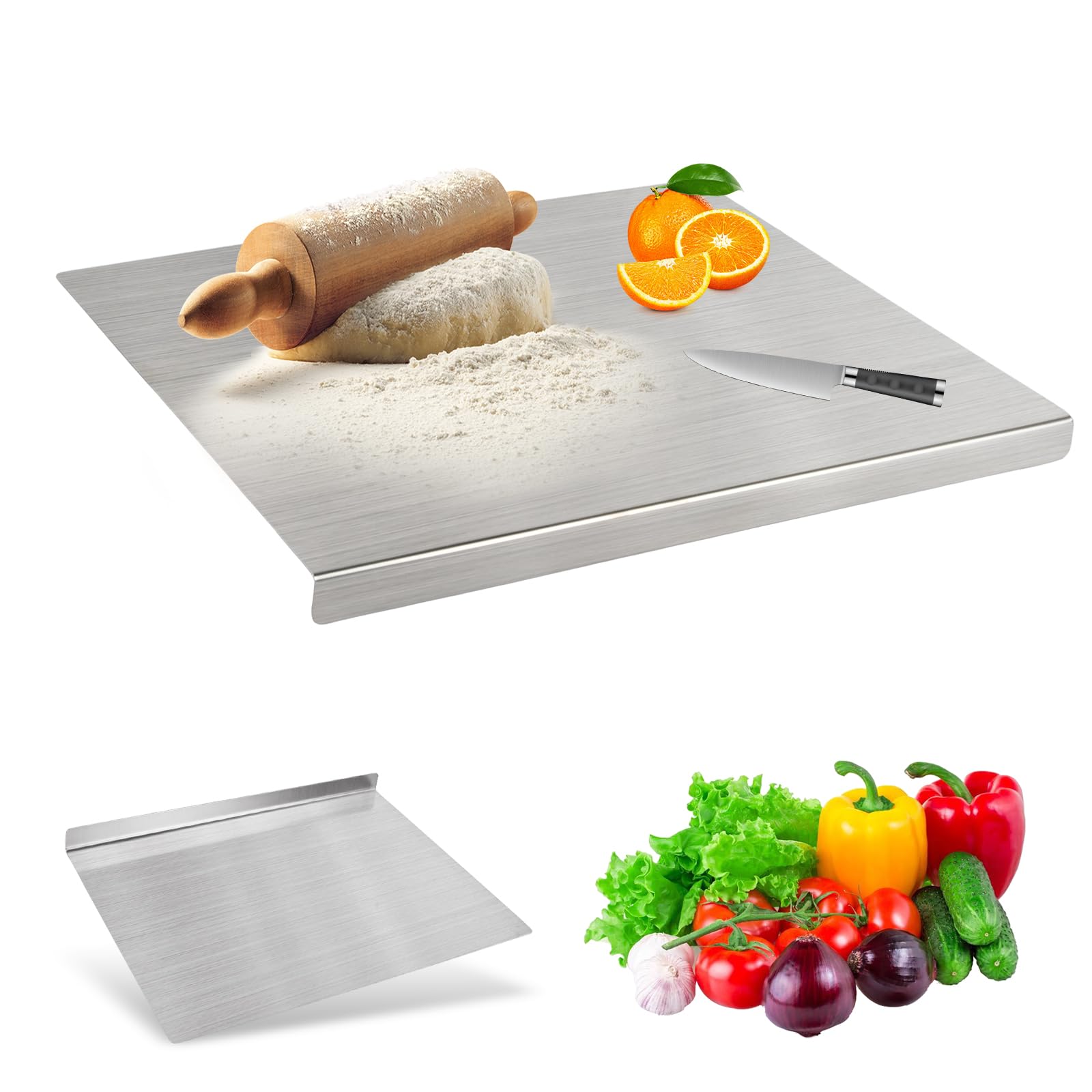 Accmuzzy Roestvrijstalen snijplank, 40 x 30 cm, keukenwerkblad