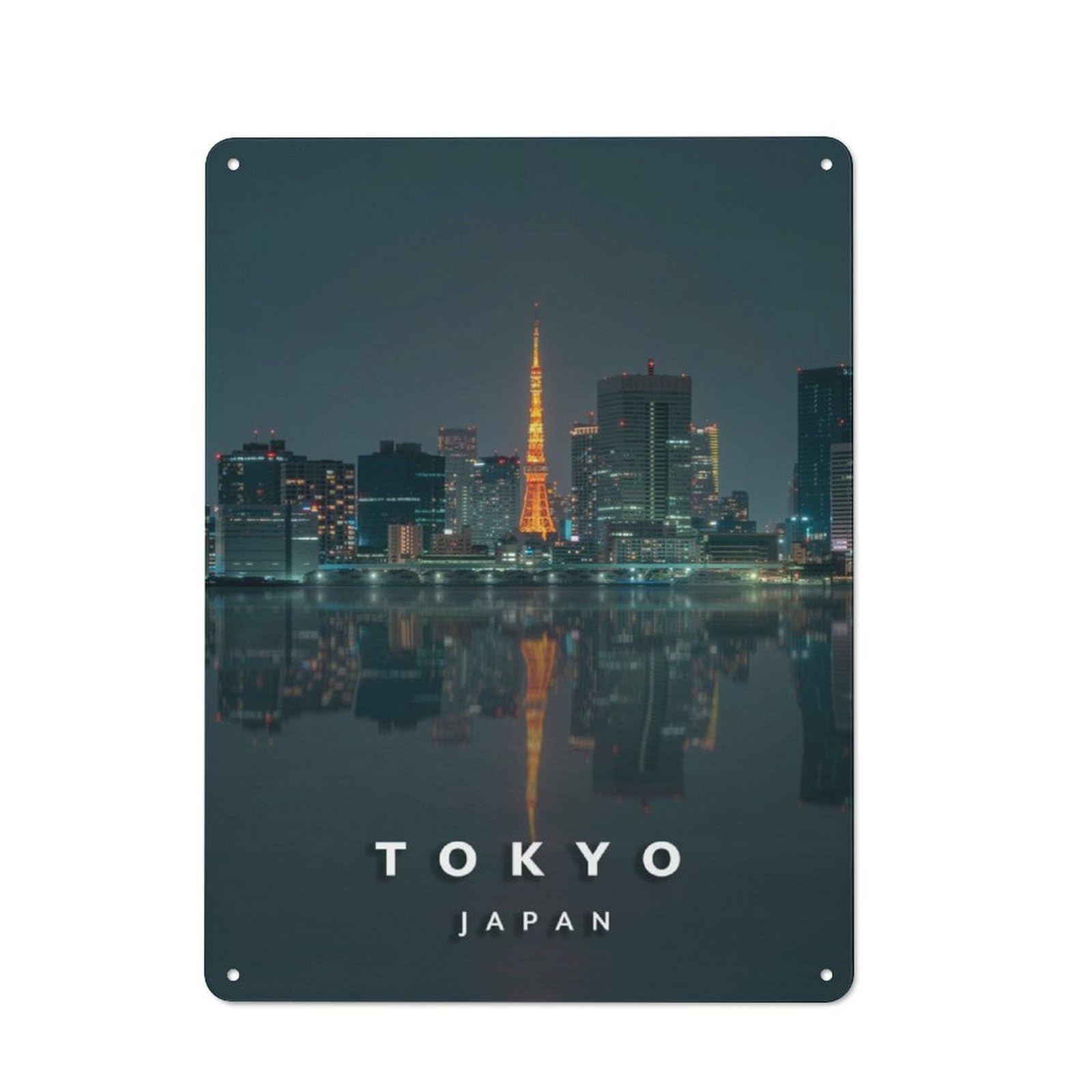 Rustic Tokyo Reflections Tin Wall Plaque 40x30cm, Rustic Kitchen Decor for Cottage, Kitchen, Hallway Or Breakfast Nook