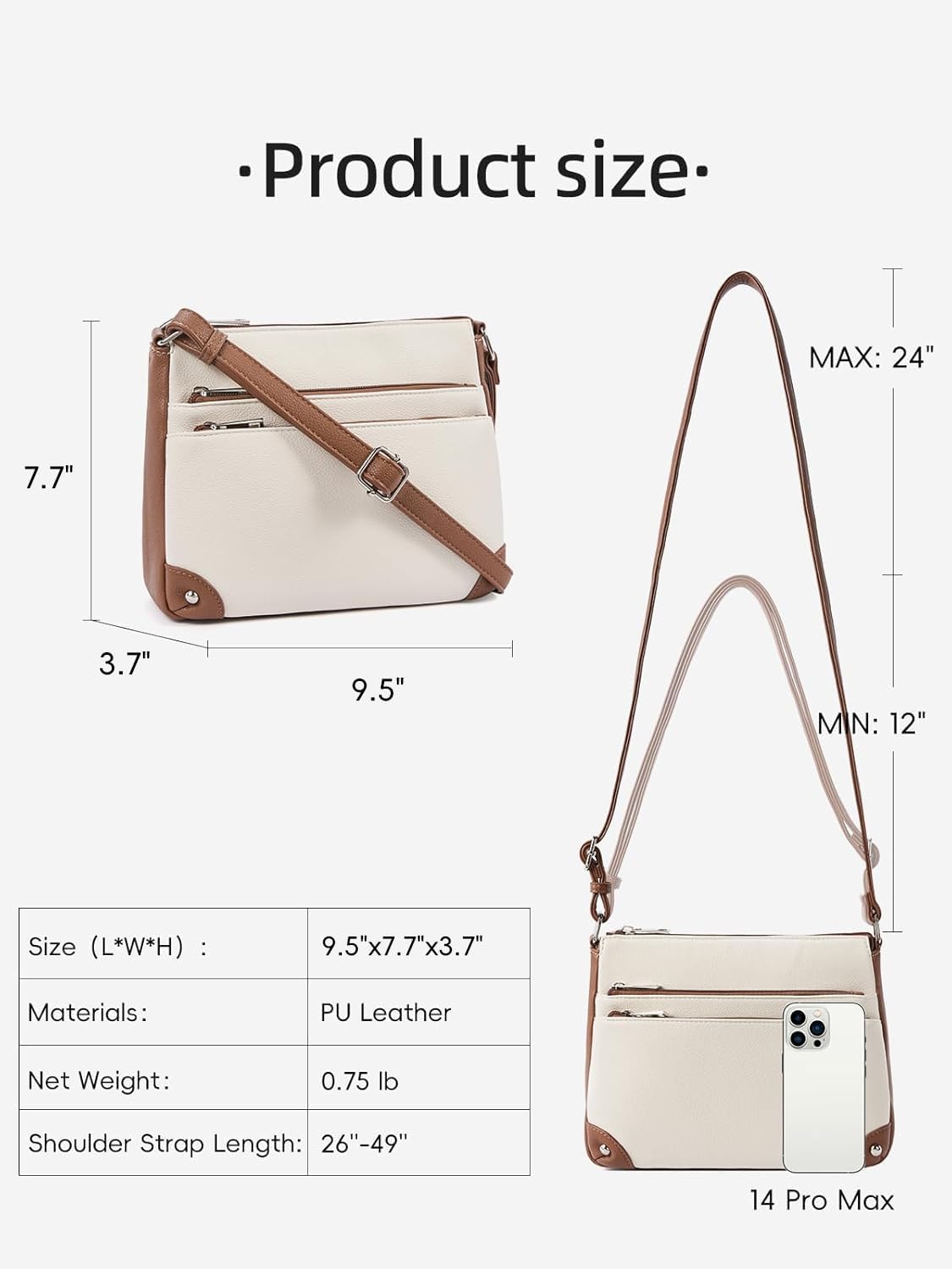 WESTBRONCO Crossbody Bags for Women, Medium Size Shoulder Handbags, Satchel Purse with Multi Zipper Pocket