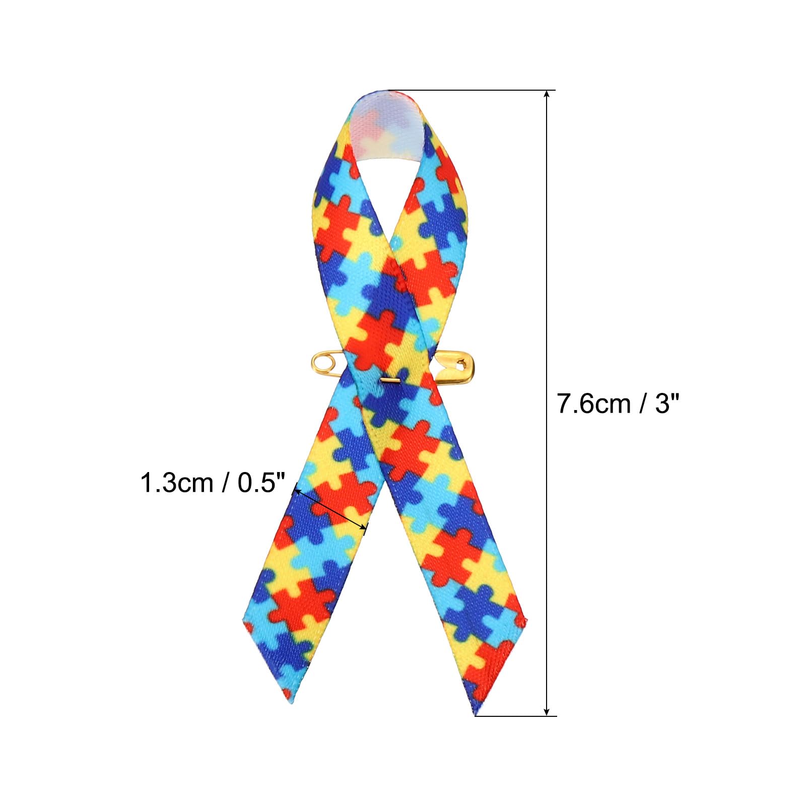 PATIKIL 100 Pieces Multicolor Polyester Ribbon Satin Pins, Awareness Ribbon Satin with Safety Pins - Image 2