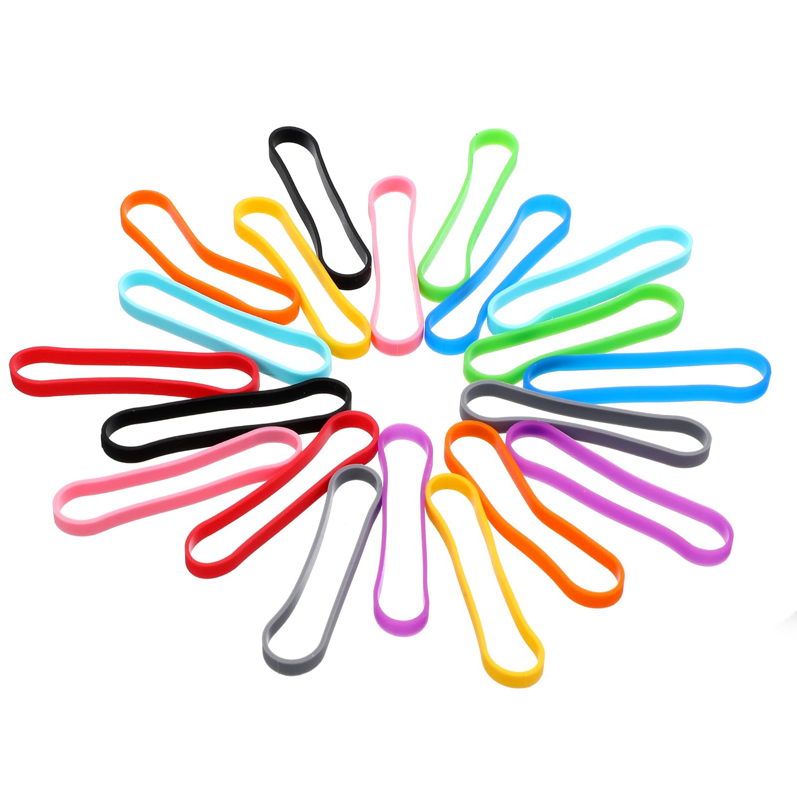 Mabor 30 Pcs Colorful Silicone Bands, High Elasticity Rubber Bands for Office Home Organization, Multi-Color Stretch Straps for Books Wraps