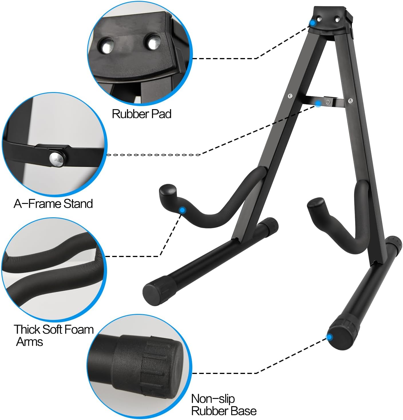 DkOvn 2 Pack Guitar Stand, A-Frame Folding Guitar Stand with Non-Slip Rubber and Foam Arms, for Acoustic Guitar, Electric Guitar, Bass, Ukulele, Banjo