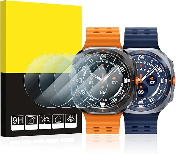 SPGUARD 4 Pack for 2025/2024 Galaxy Watch Ultra 47mm Screen Protector, Tempered Glass, 9H Hardness, Anti Scratch, Bubble Free for Samsung Galaxy Watch Ultra 7 47mm(NOT for Others Models)