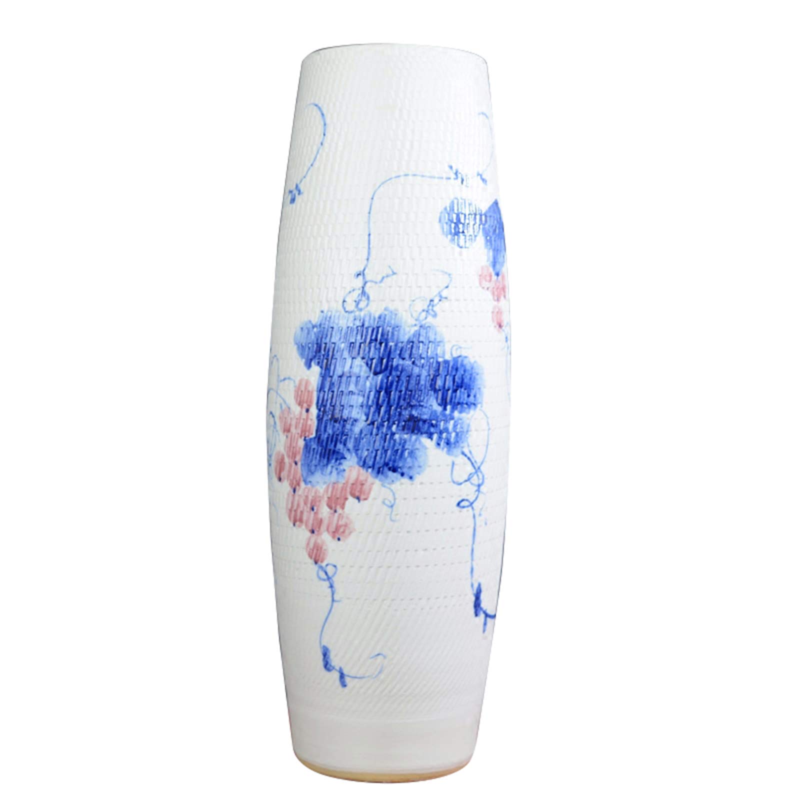 asdchZen Indoor Gardening Large Decorative Vase, White Ceramic Vase Retro Style Hotel Lobby Corridor Floor-Standing Decorative Vase,60CM