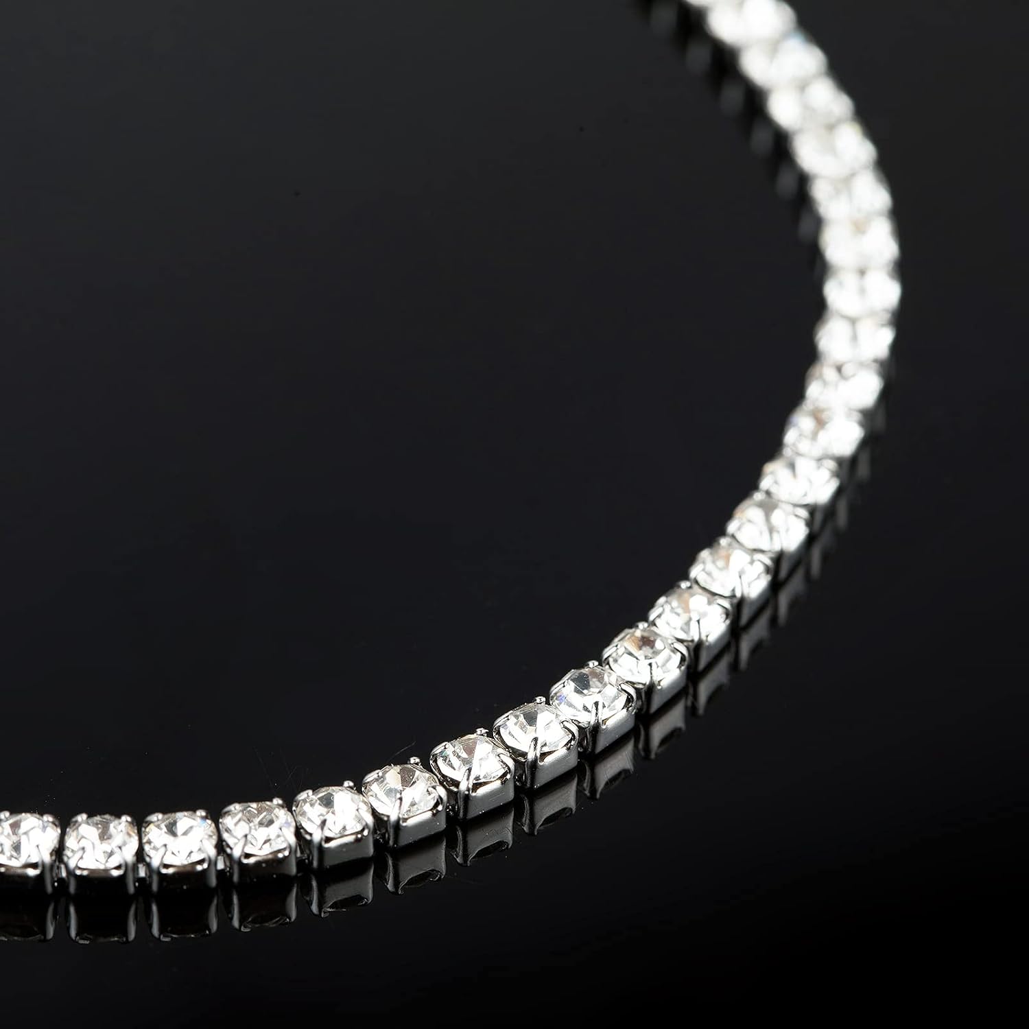UMAOKANG 16.4 Feet Clear Crystal Rhinestone Close Chain, Silver Stainless Steel Trimming Claw Chains for Bracelet Jewelry Making with Lobster Clasps and Open Jump Rings