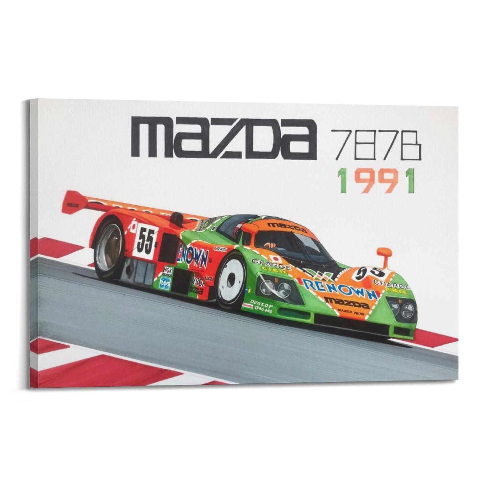 KYTIN 1991 Classic Racing Poster Compatible with Mazda 787B Sports Car Decorative Painting Canvas 12x18inch(30x45cm)