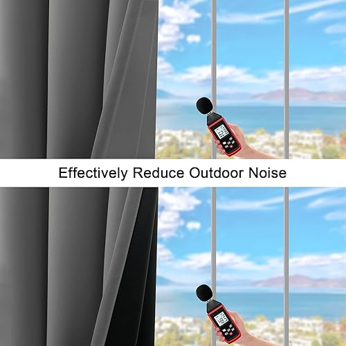Miniatura 4 de Cortinas 100% opacas de 63 pulgadas de largo para dormitorio, reducción de ruido grueso, aislamiento térmico con ojales, cortinas de oscurecimiento