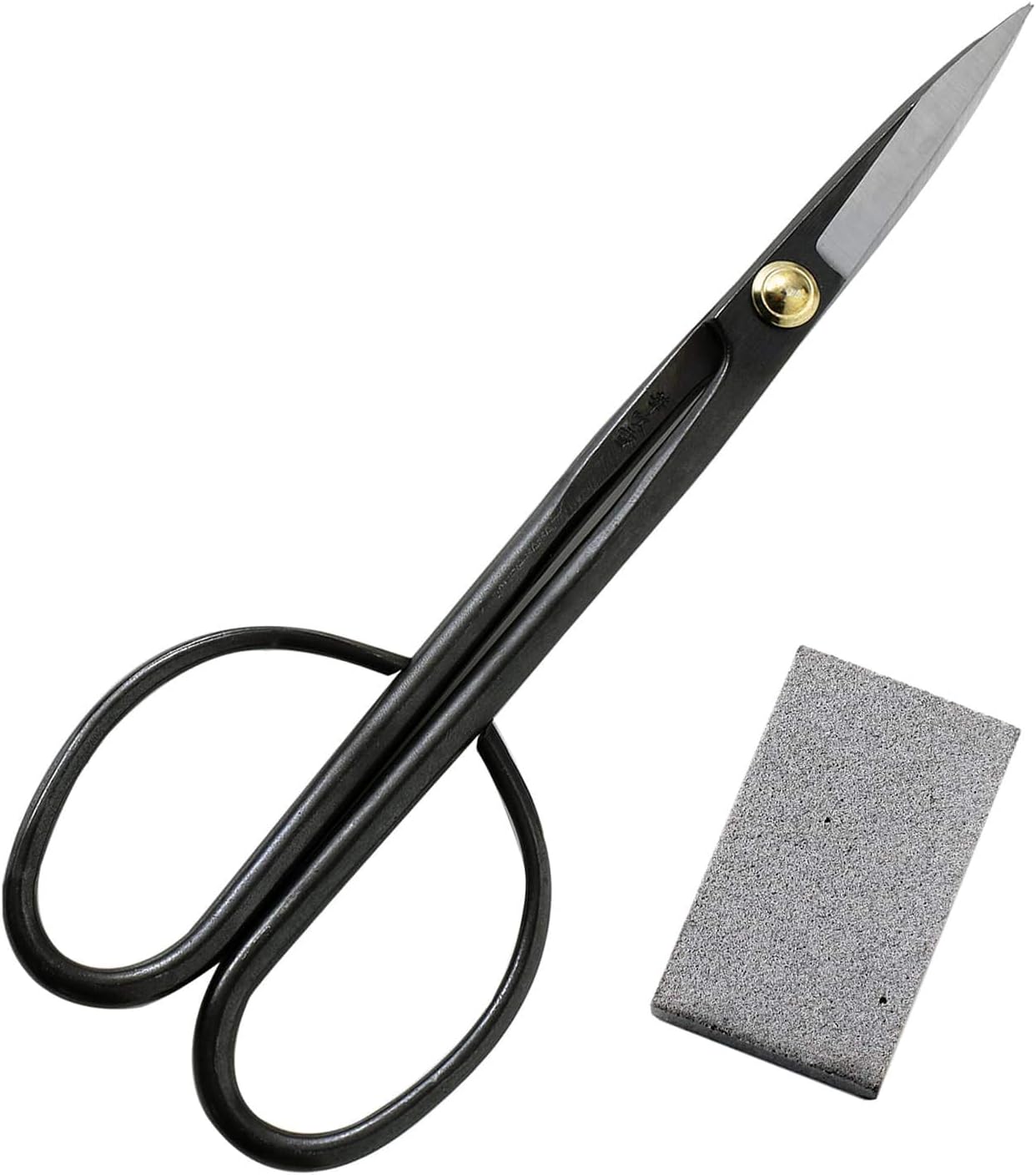 Wazakura Japanese Bonsai Trimming Care Kit MADE IN JAPAN - Twig Bonsai Scissors 8-1/4 inches (210mm) + Sap Rust Eraser Gift Box Set