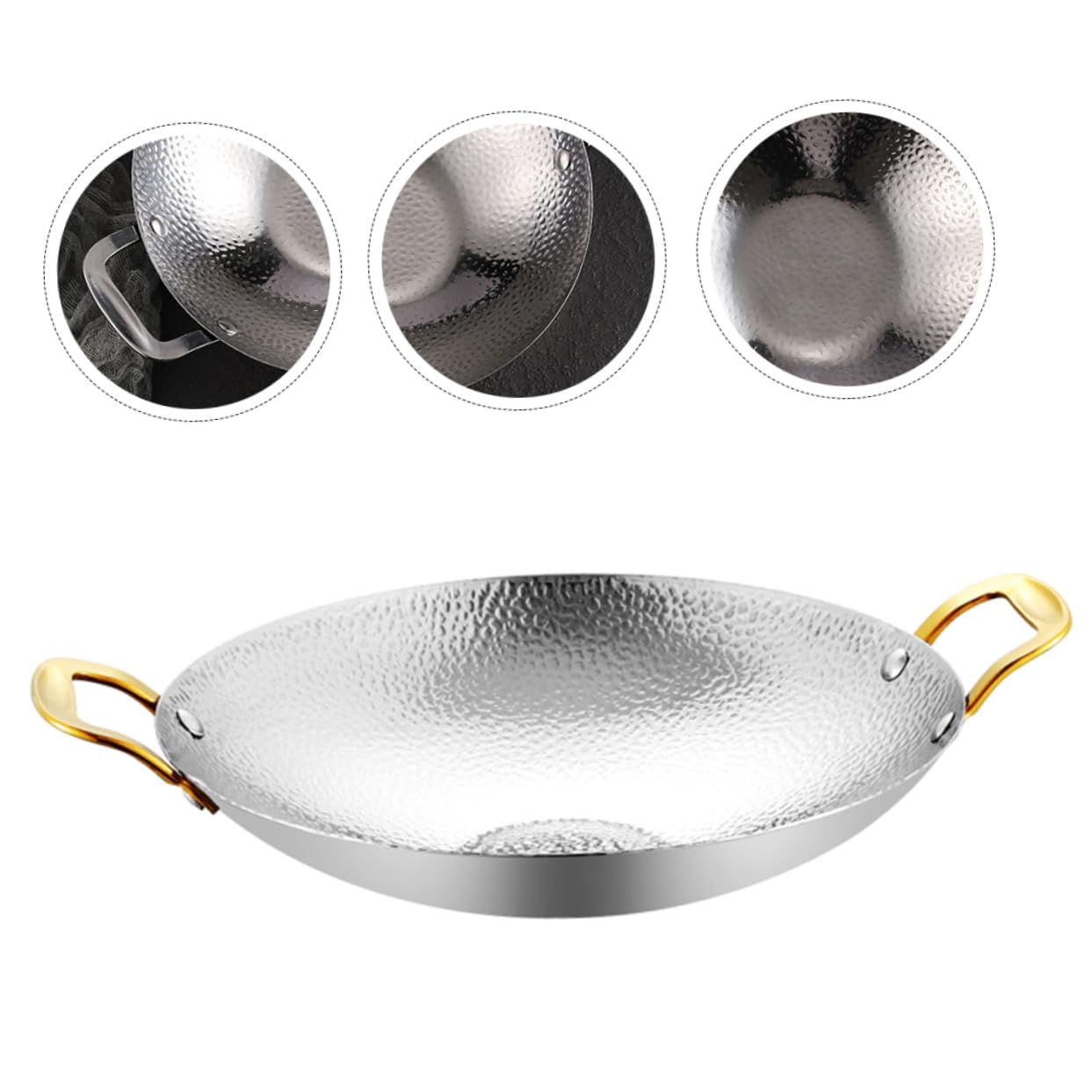 FUNOMOCYA Stainless Steel Double Handle Dry Cooking Pot Non-stick Frying Pan for Gas Electric Stoves Kitchen Cookware -scald Design for Home Restaurant Use