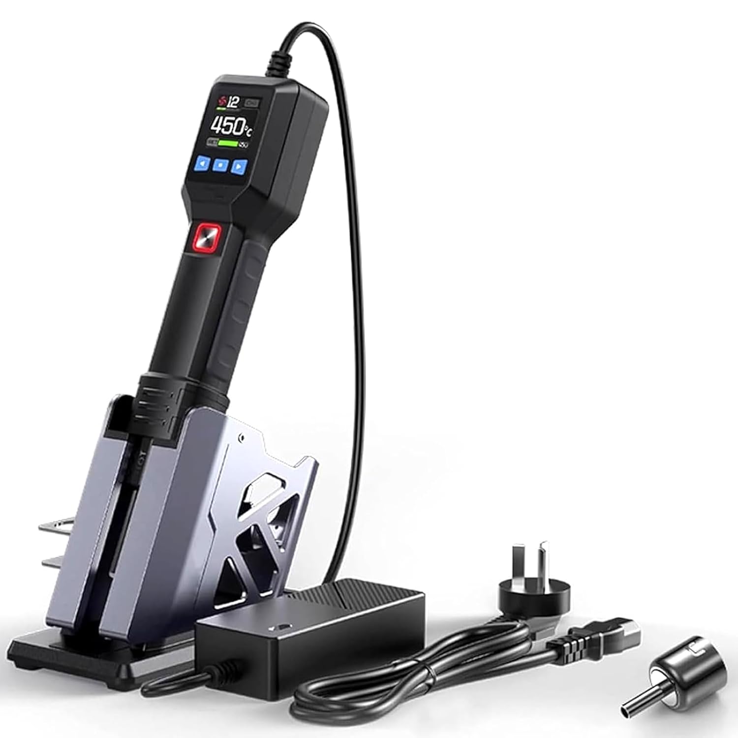 1 5-inch Mini Soldering Heat Gun Hot Air Gun Rework Digital Display Auto Standby 3 Quick Presets Quiet