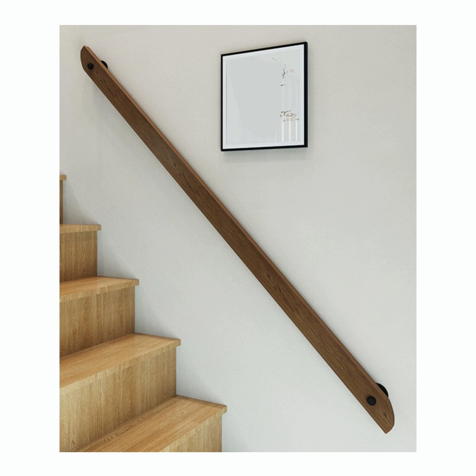 LWJSOCP Wood Stair Handrail - 4.6ft Wall-Mounted Non-Slip Handrails for Indoor/Outdoor Stairs Staircase Railings for Corridors & Lofts Durable & Safe Handrail Solutions