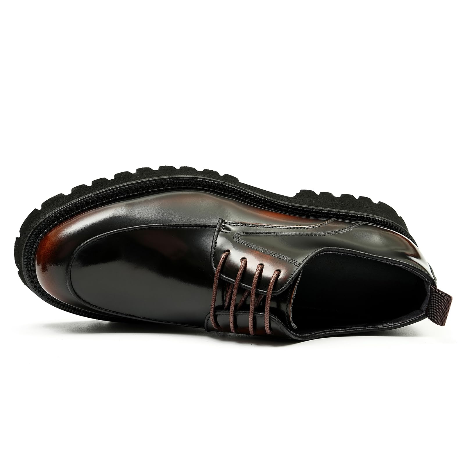 Derbys Business Casuale Comode Suola Spessa da Uomo Scarpe Eleganti Formali Scarpe Stringate in Vera Pelle