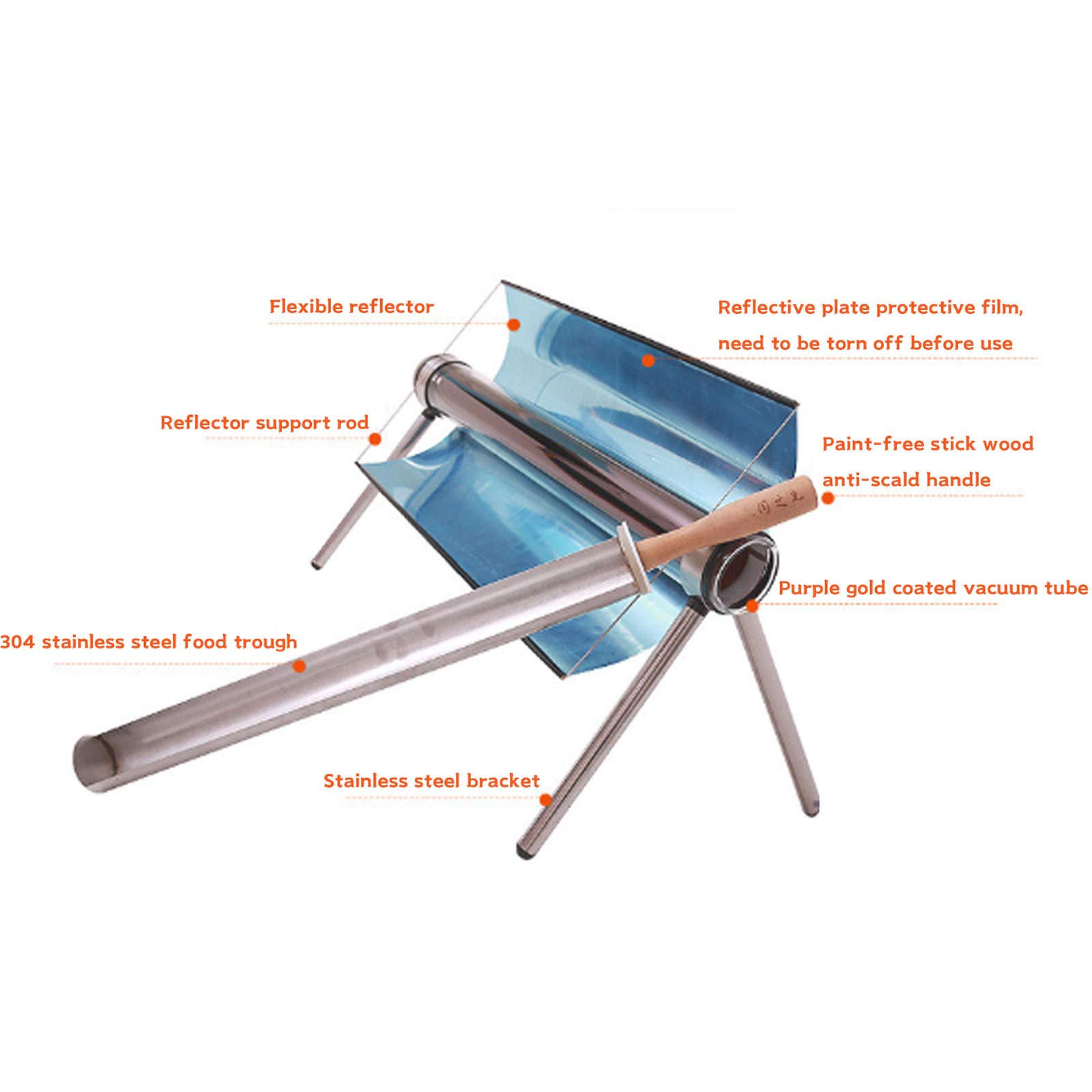 Middle Tragbarer Solargrill,Solarkocher,Faltbarer Solargrillkocher aus Edelstahl,kann in der Sonne gekocht Werden,für Reisen,Camping im Freien