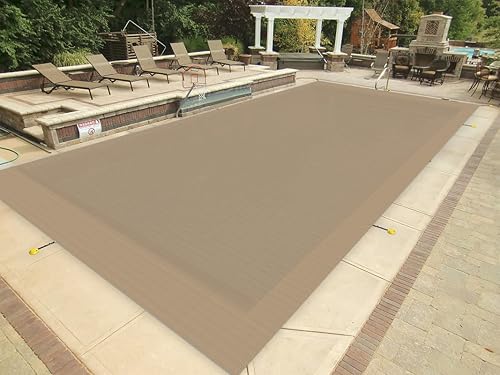 Coarbor Cubierta de seguridad de piscina de invierno de 12 x 24 pies para piscina enterrada, cubierta de malla rectangular de color rojo