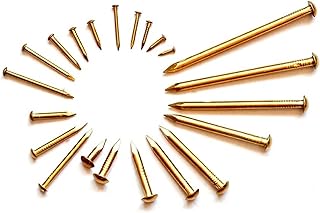 真鍮釘、丸型フラットヘッドフェンスデッキコンクリート石積み釘、木材用、1.2-2mm x 8-25mm(1.2x12mm 2000 Pieces)