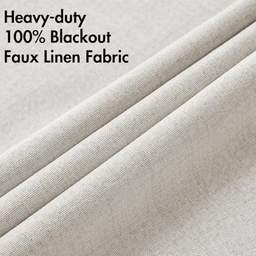 Image of MIULEE Linen Textured Curtains for Bedroom Solid 100% Blackout Thermal Insulated Cream White Grommet Room Darkening Curtains & Drapes Luxury Decor for Living Room 52 x 54 Inch (2 Panels)