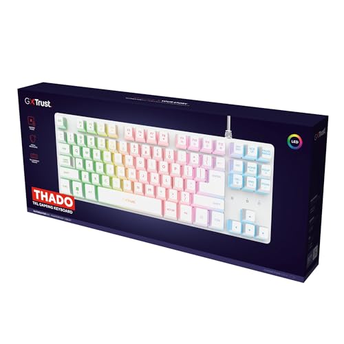 GX 833W Thado Tastiera Gaming TKL Italiano QWERTY, Design Compatto più Piccolo del 20%, Cavo USB 1,8 m, Anti-Ghosting, LED Keyboard USB a Membrana per PC Laptop, Bianco - Tastiera gaming - Immagine 9