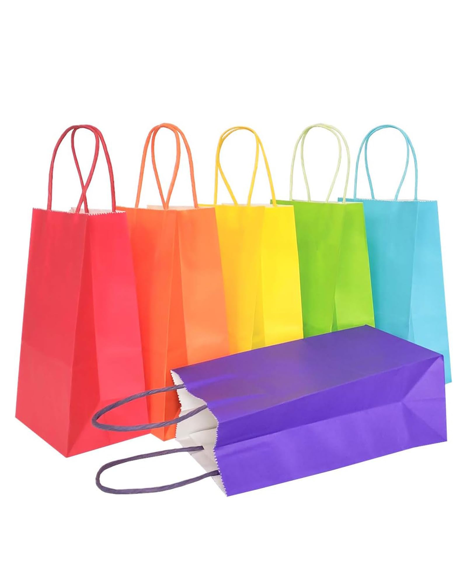 AZOWA Sacchetti Regalo Sacchetti di Carta Kraft con Manici Buste Regalo Borse Carta,per Lo Compleanno Matrimonio Baby Doccia Celebrazioni della Festa (5 x 3.1 x 8.2 Pollici, Arcobaleno, 25 Pezzi)