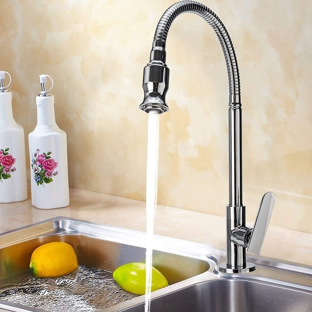 Robinet d'évier rotatif 360 à col flexible pour buanderie et cuisine extérieure