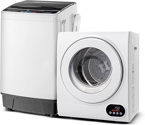 ROVSUN Juego de lavadora completamente automática de 17.6 libras y secadora de ropa portátil de 1.5 pies cúbicos, juego combinado de lavadora y