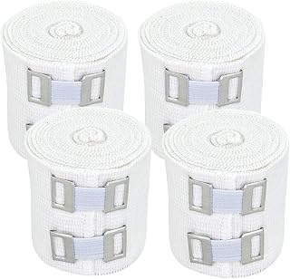 Premium Elastic Bandage Wrap (2" 4 Pack) – NexSkin Soft, Latex-Free Compression Wrap with Durable Metal Clips – Washable & Reusable Support for Wrists, Ankles, Feet, Knees & More