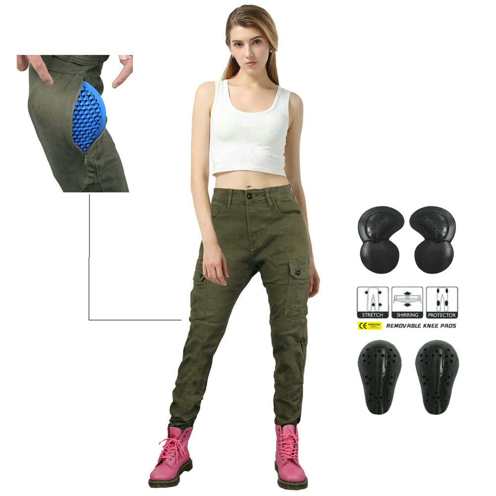 HOMDECR Motorjeans voor dames, waterdichte denim bikerbroek
