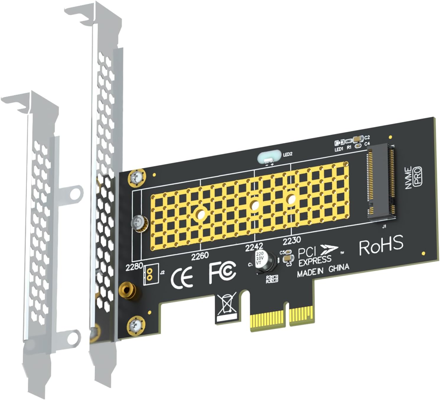 GLOTRENDS PA09-X1 M.2 NVMe to PCIe X1 Adapter for 2230/2242/2260/2280 M.2 NVMe SSD, PCIe X1 Installation