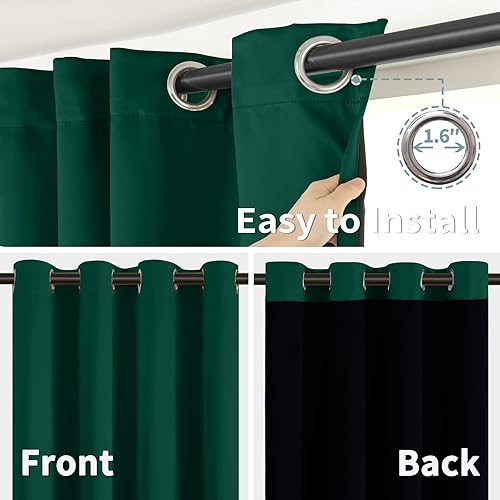 Miniatura 6 de BGment - Cortinas con aislamiento térmico para habitación, 100 % opacas, con forro negro, cortina de doble capa con ojales, reduce el ruido (42 x 84