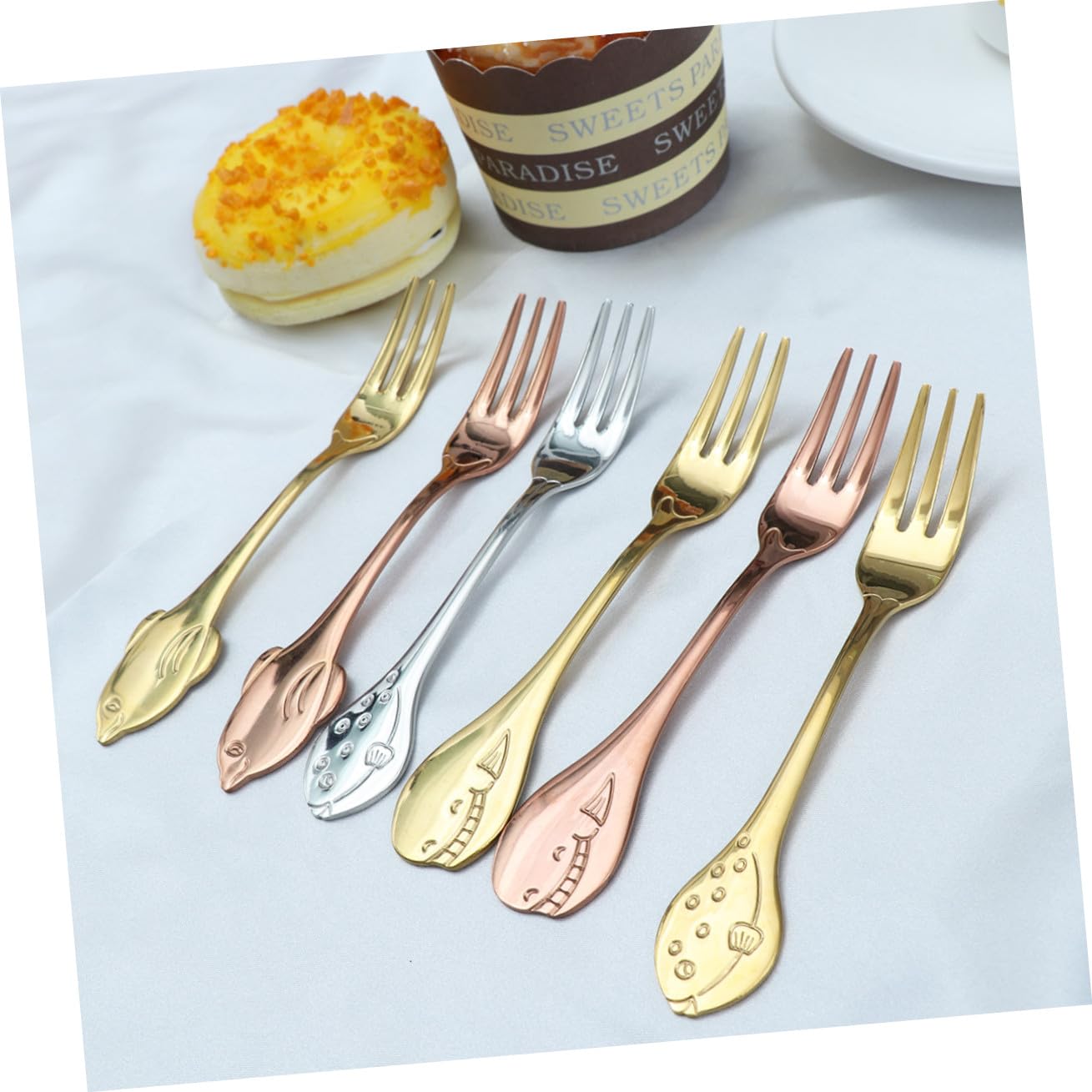 Amosfun 3 Set Di Forchette Da Dessert in Acciaio Inossidabile Per Insalata Frutta E Dessert 6 Pezzi * 3