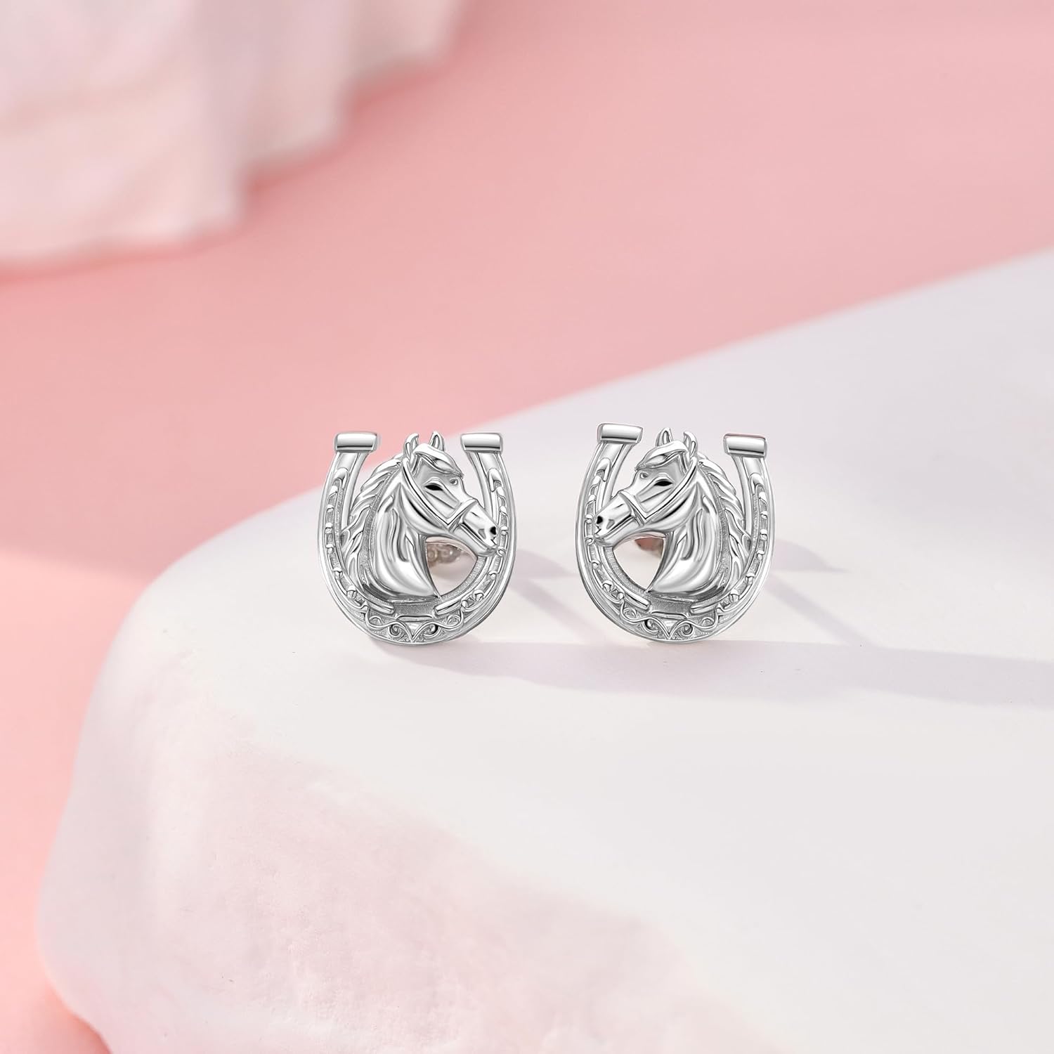 Horse Earrings Stud for Women Sterling Silver Horse Shoe Jewelry for Equestrian - Image 4