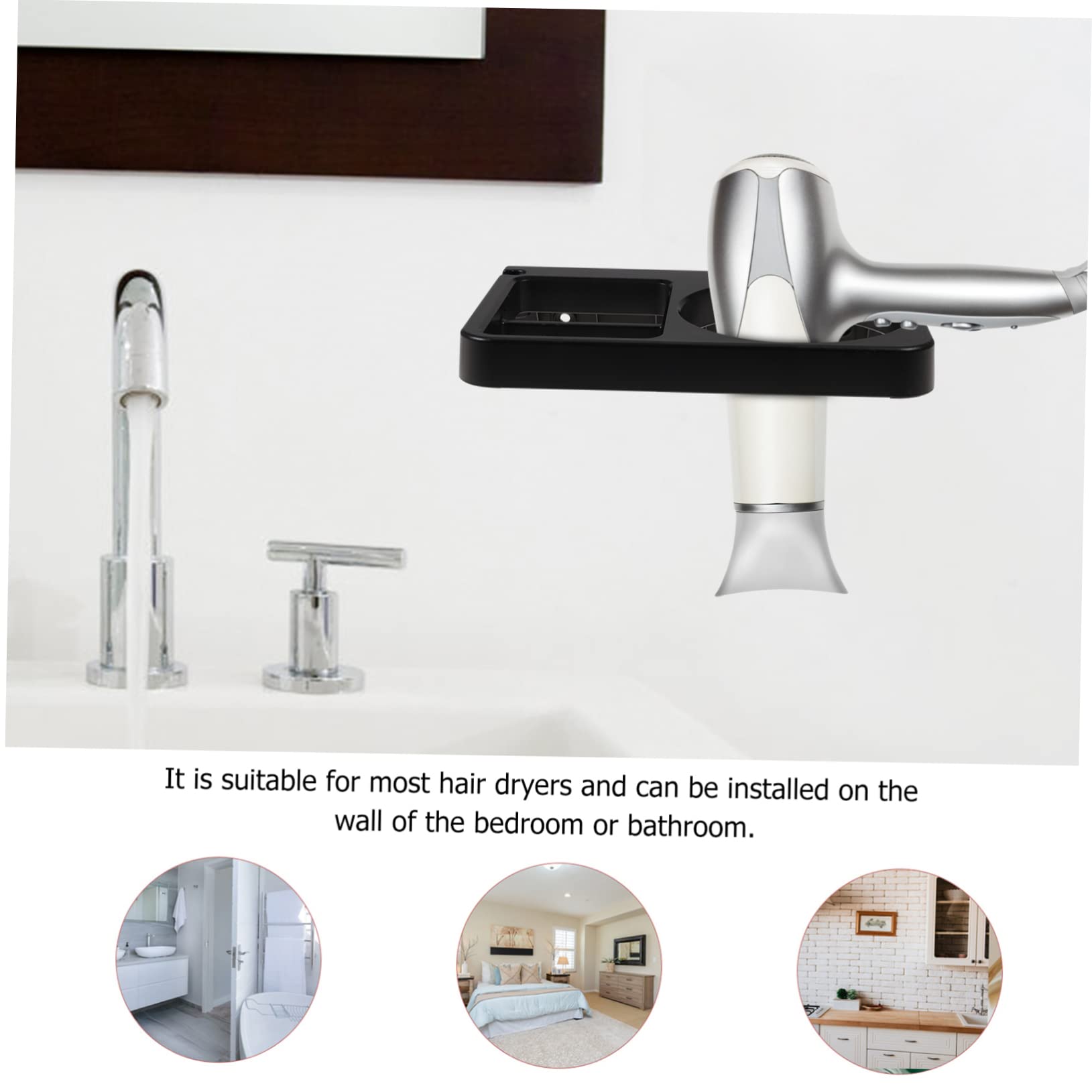 Alipis 3piezas Soporte De Secador De Pelo Montado Pared Organizador De Baño para Secadores Diseño Simple y Práctico Compatible La Mayoría De Secadores De Pelo