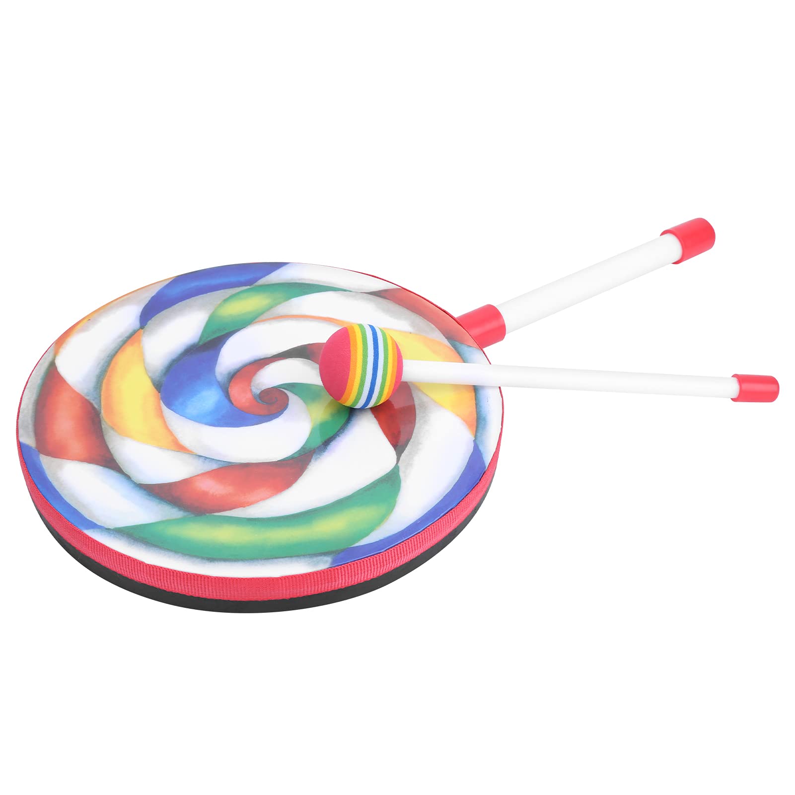 Juego de Batería con Forma de Piruleta, Pandereta y Baquetas Coloridas para Niños, Instrumento de Ritmo Musical para Educación Infantil, 10 Unidades