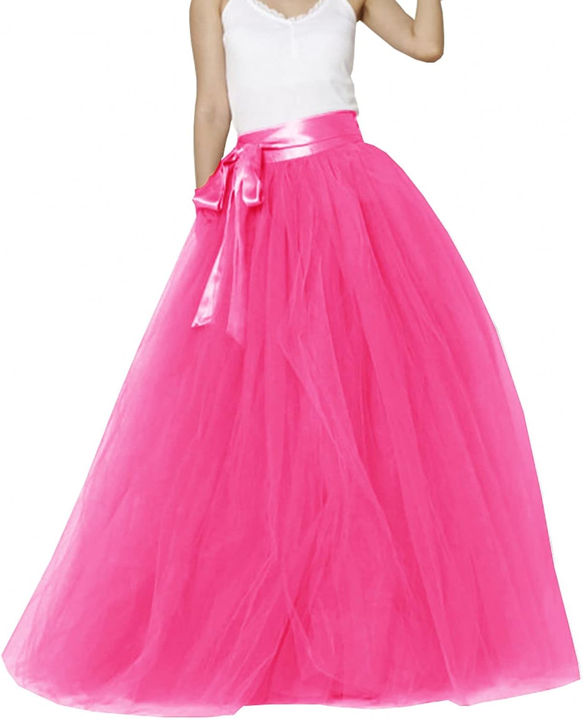 Lisong Women Floor Length Bowknot Tulle Party Evening Skirt