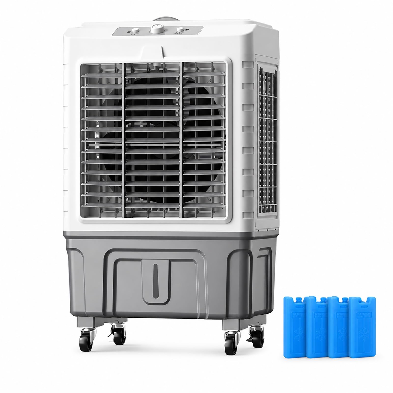Portable Heavy Duty Industrial Swamp Cooler, 55L Dual Refill, 3 Wind Speeds, Low Noise Evaporative Air Cooler