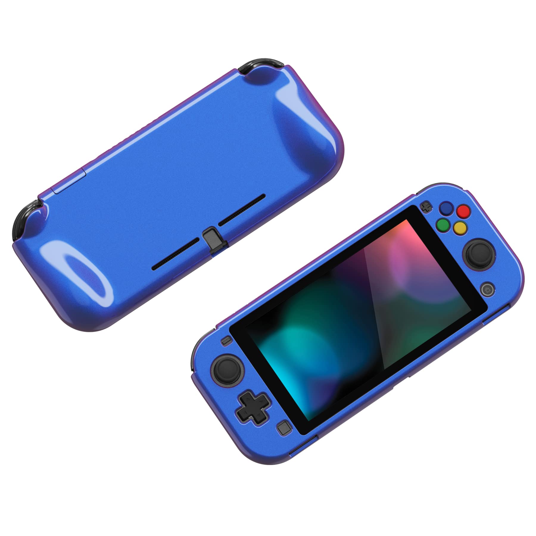 PlayVital Coque pour Switch Lite Cover Joycon,Accessoire Protection pour Nintendo Switch Lite avec Capuchon Joystick & Protecteur d'Écran Verre Trempé & ZealProtect Boutons-Caméléon Bleu Violet - 5