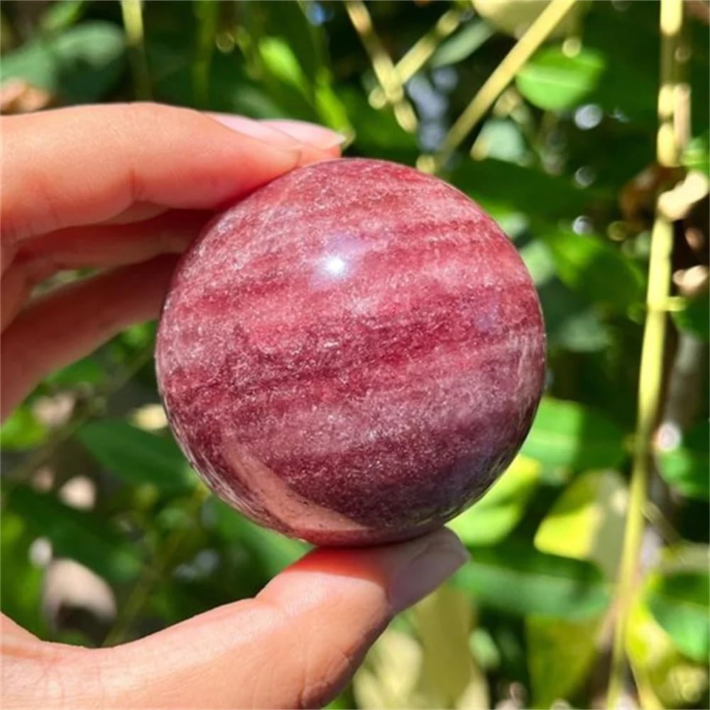 HJNAOKGWHQ 1pc 5-6cm beautiful Strawberry Quartz Crystal Ball Polished Sphere Elegant Home Decor